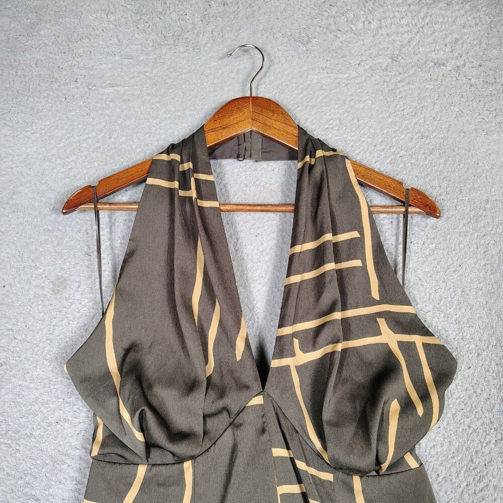 Banana Republic Maxi Dress Women's 6 Peppercorn Cross Front Halter Sleeveless - Picture 3 of 12
